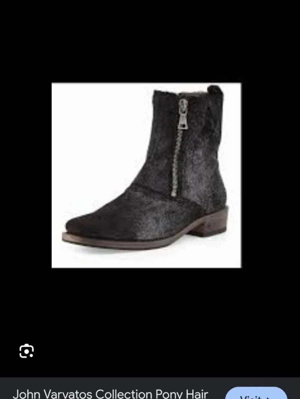 John Varvatos Pony Hair Men's Black Zip-Up Leather Ankle Boots